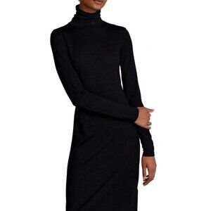 Ralph Lauren Turtleneck Merino Wool Knit Long Sleeve Black Dress P1065